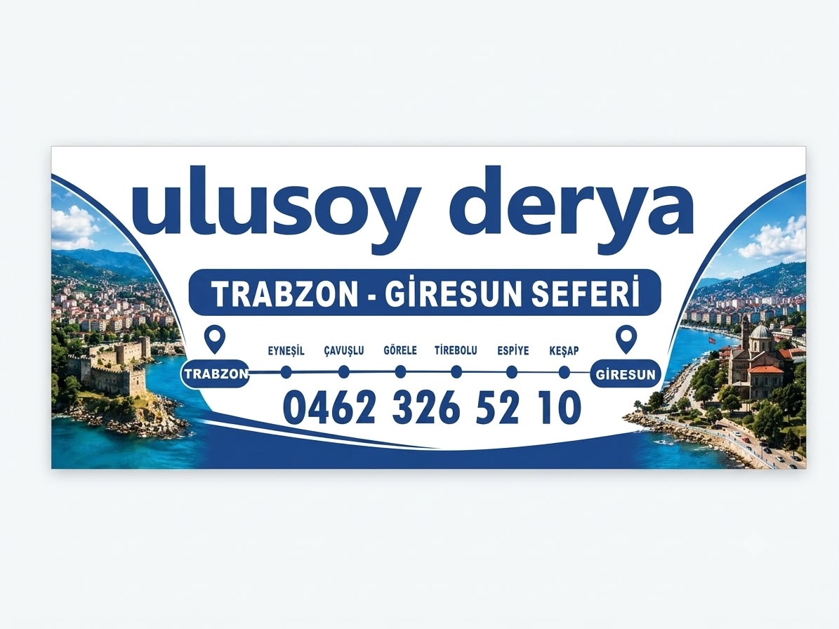 Ulusoy Derya Trabzon – Giresun seferi güzergâh afişi